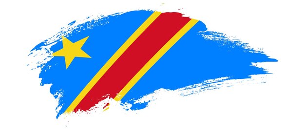 Bandiera nazionale della Repubblica Democratica del Congo con effetto pennellata macchia curva