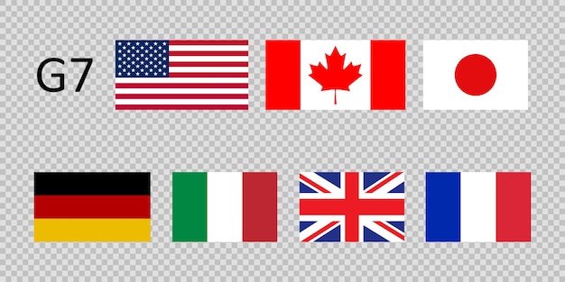 Bandiera nazionale g7 icon set Il Gruppo dei Sette