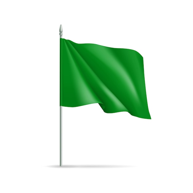 Bandiera rettangolare verde sull'asta della bandiera