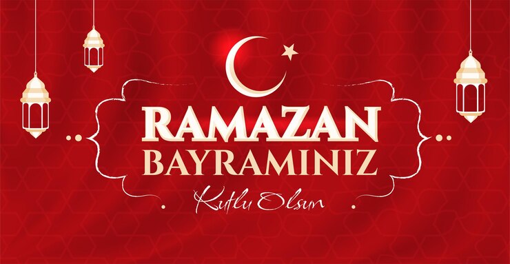 Vettore bandiera rossa ramazan bayraminiz