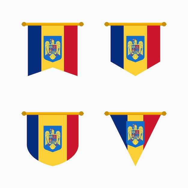 Bandiera rumena e collezione di emblemi nazionali