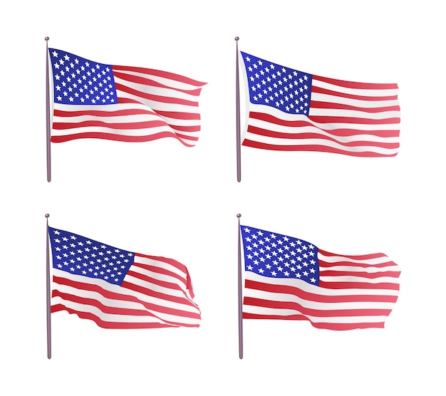 Bandiera USA. Sventolando la bandiera degli Stati Uniti. illustrazione della bandiera americana ondulata per il Giorno dell'Indipendenza.
