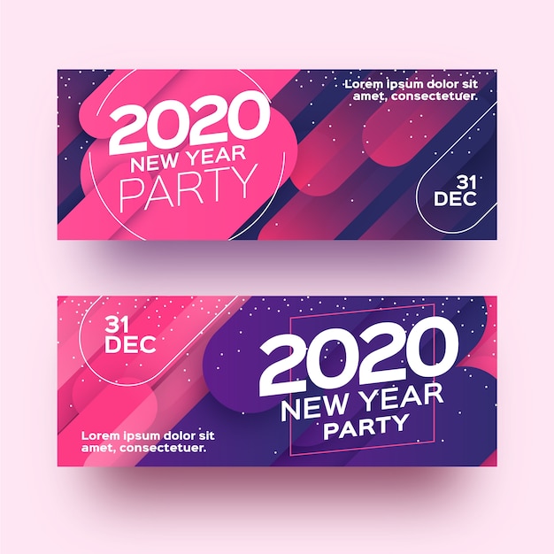 Bandiere astratte del partito di nuovo anno 2020 con gradiente