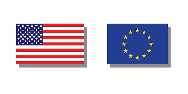 Bandiere degli Stati Uniti d'America e dell'Unione europea