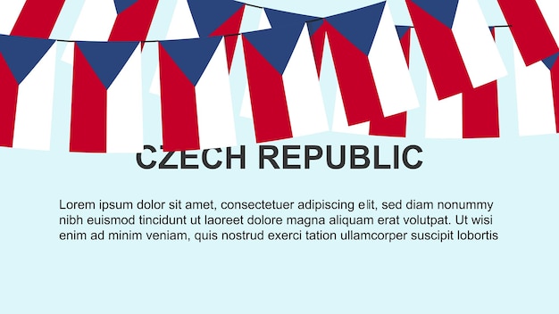 Bandiere della Repubblica ceca appese a una celebrazione della corda e al concetto di saluto del giorno dell'indipendenza