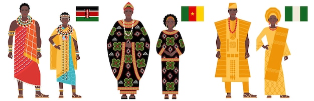 Bandiere e costumi nazionali dei paesi africani