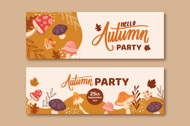 Bandiere orizzontali piatte impostate per la celebrazione dell'autunno