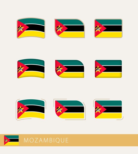 Bandiere vettoriali del Mozambico Collezione di bandiere del Mozambico