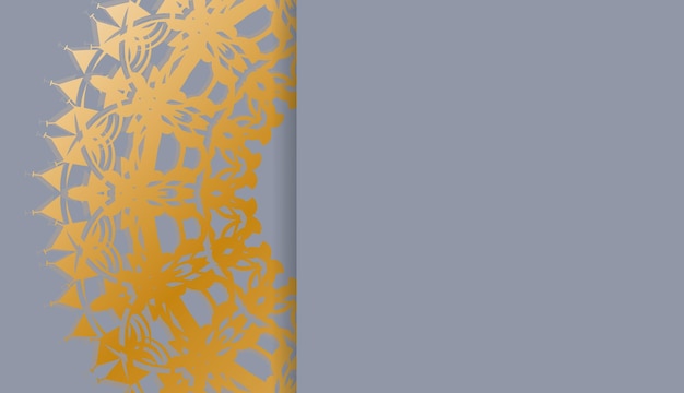 Baner di colore grigio con ornamento d'oro mandala per il design sotto logo o testo