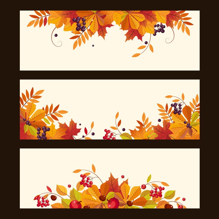 Vettore banner autunnale con foglie