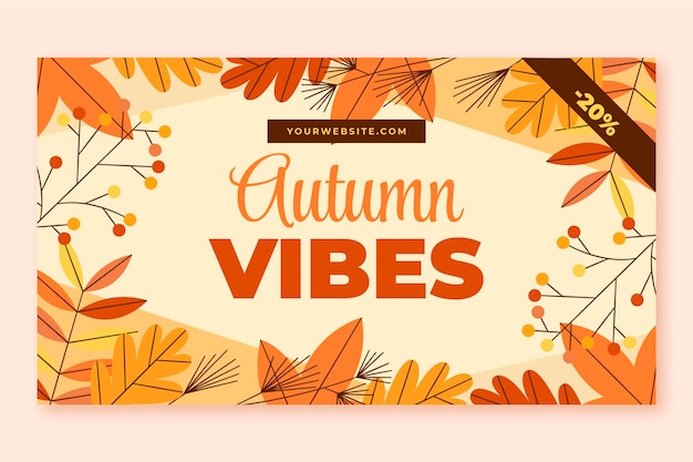 Banner autunnale piatto orizzontale disegnato a mano