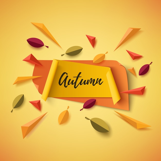 Banner autunno con foglie astratte