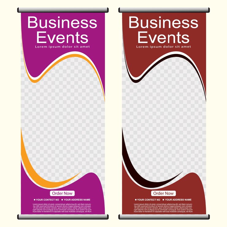 Banner aziendale Roll up Set Standee Disegno vettoriale