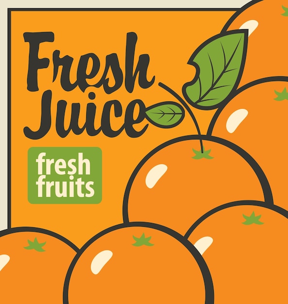 banner con arance per succhi di frutta freschi