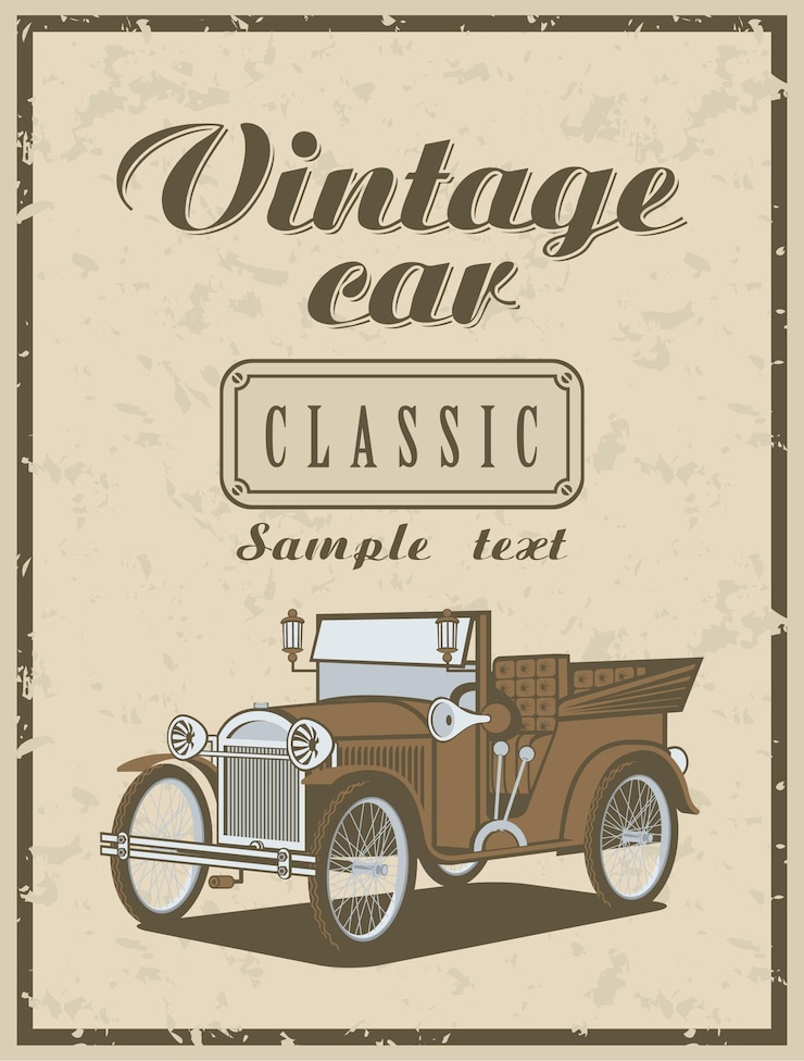 Vettore banner con cabriolet per auto d'epoca