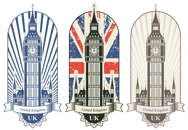 Vettore banner con il big ben contro la bandiera britannica