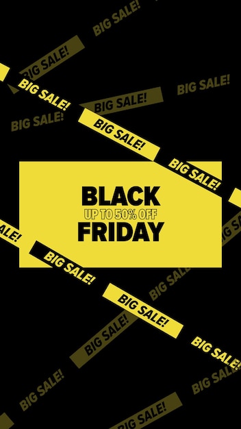 Banner con il testo Black Friday sconti fino a 50 nastri di minimalismo sullo sfondo