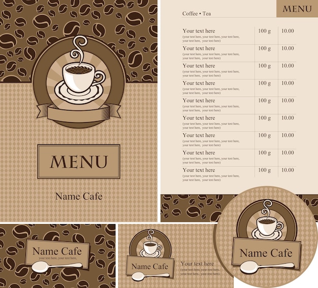 banner con set di menu di design per bar o ristorante
