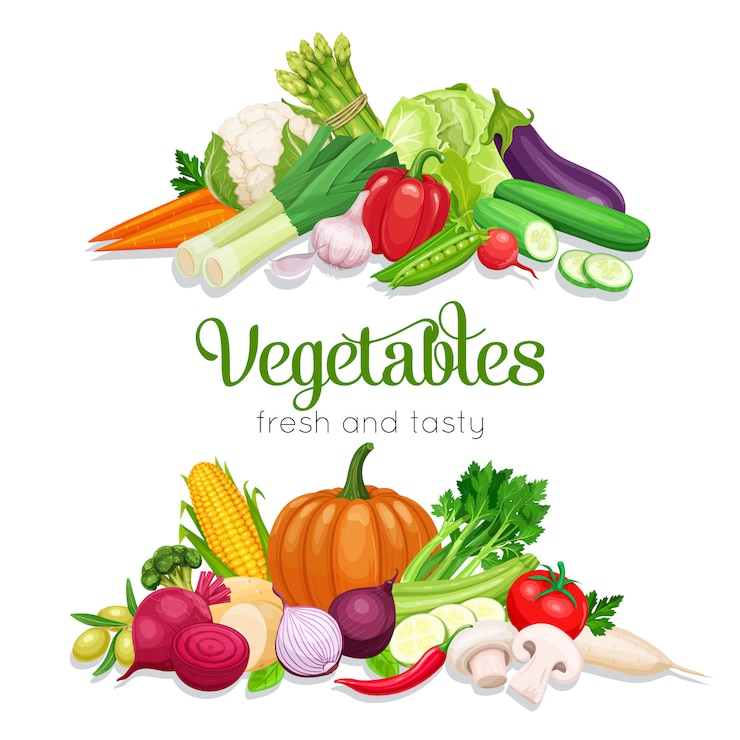 Vettore banner con verdure.