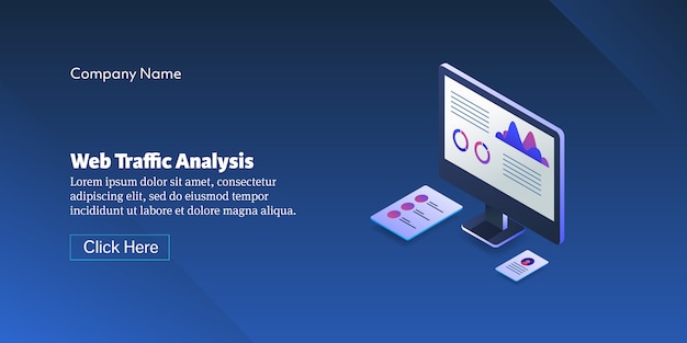 Banner concettuale di analisi del traffico del sito Web