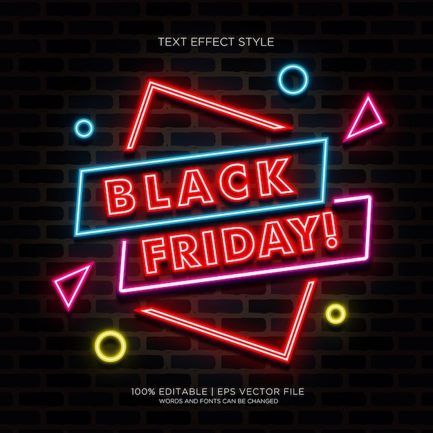 Banner del Black Friday con effetti di testo al neon