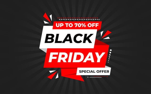 Banner del Black Friday Disegno di offerta di sconto speciale Disegno di banner del festival di sconto del prodotto Set di vendite del Black Friday Illustrazione vettoriale piatta