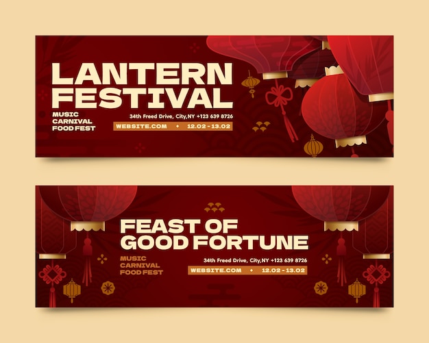 Banner del festival delle lanterne in stile gradiente