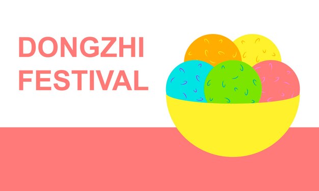 Banner del Festival di Dongzhi. Una ciotola di polpette di riso glutinoso