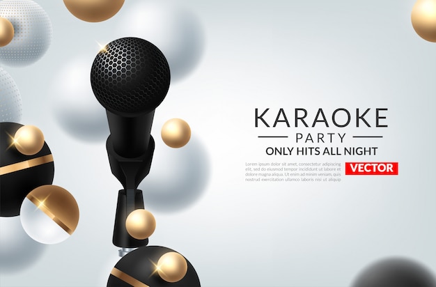 Banner del tema Karaoke Party con microfoni.