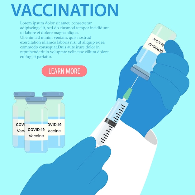 Banner del vaccino contro il coronavirus Covid19 Il concetto di vaccinazione