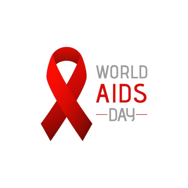 Banner della giornata mondiale contro l'AIDS. Simbolo di consapevolezza del cancro dell'AIDS del nastro rosso. 1 dicembre.