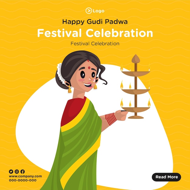 Banner design di happy gudi padwa festival celebrazione