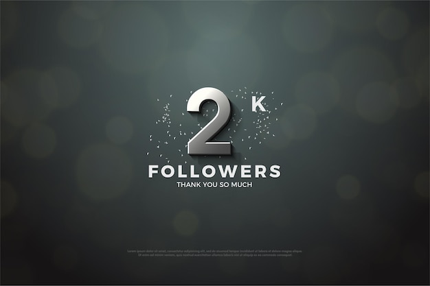 banner di 2k follower con numeri in metallo