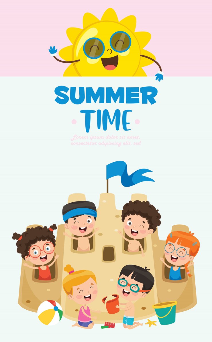 Vettore banner di bambini estivi
