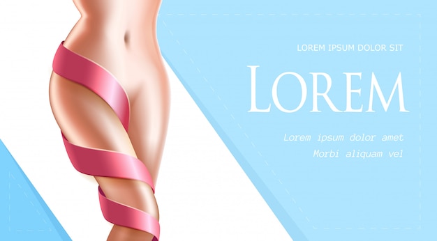Banner di bellezza con corpo sottile perfetto di giovane donna