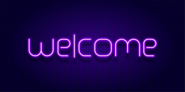 Banner di benvenuto con effetto luce al neon