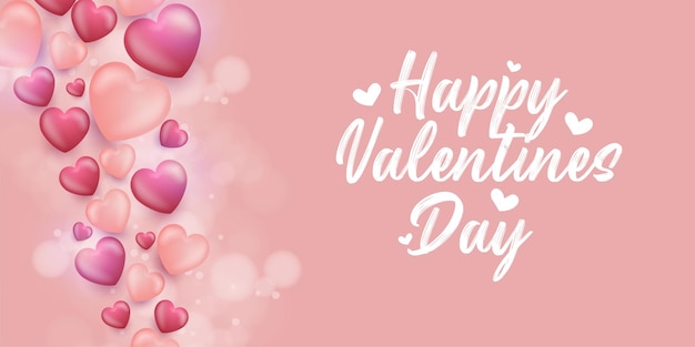Banner di buon San Valentino con cuori che volano disegno vettoriale