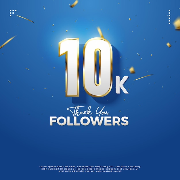 Banner di celebrazione di 10k follower con un bellissimo vettore premium di design di carta celebrativa