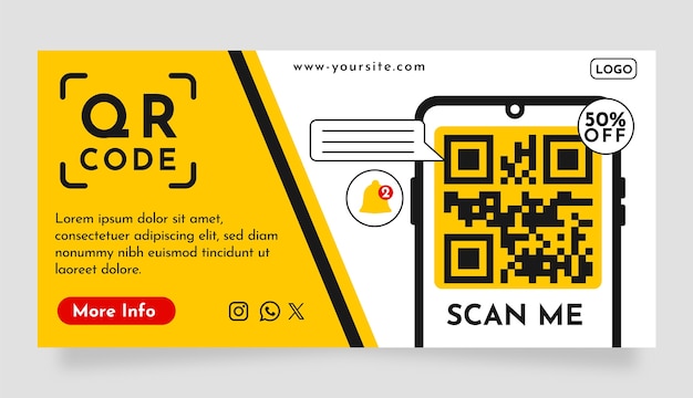 Banner di codice qr a scansione piatta