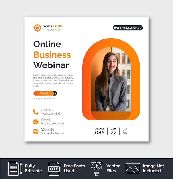 Banner di conferenza webinar business marketing digitale