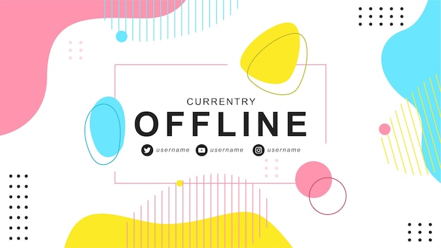 Banner di contrazione offline in stile elments memphis