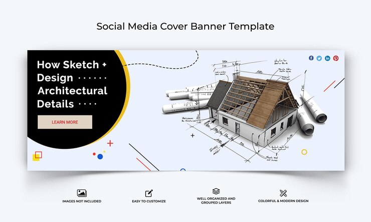 Vettore banner di copertina di architettura di facebook