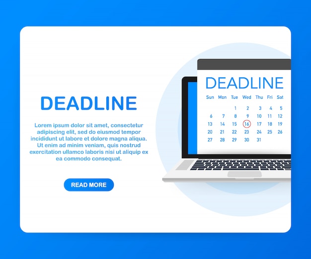 Banner di date e scadenze. Computer con calendario. .