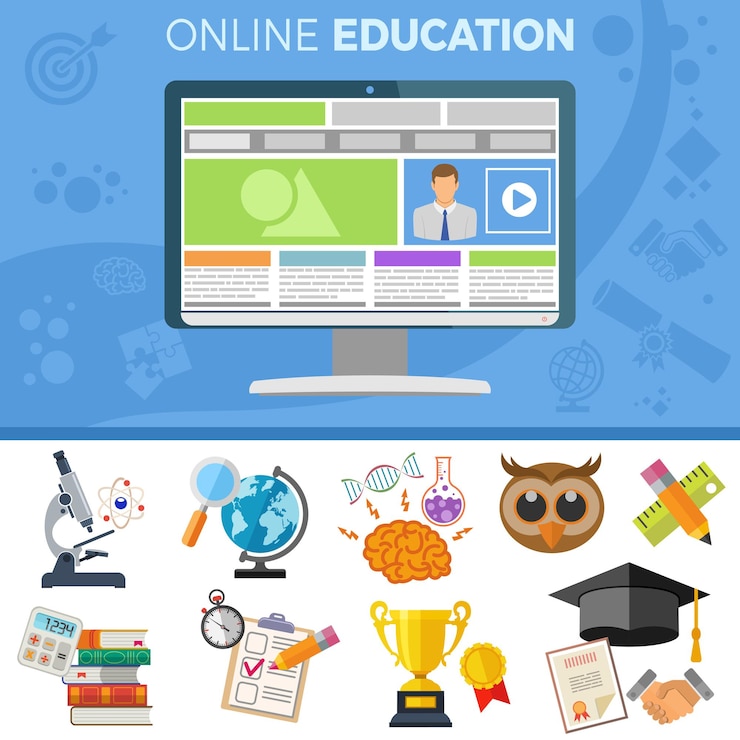 Vettore banner di formazione online.