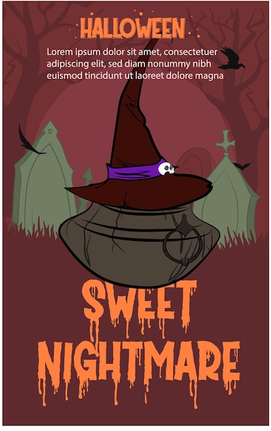 Banner di Halloween felice o sfondo di invito a una festa con nuvole notturne e zucche. Vettore