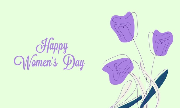 Banner di Happy Womens Day o disegno di biglietto di auguri decorato con fiori in stile Doodle