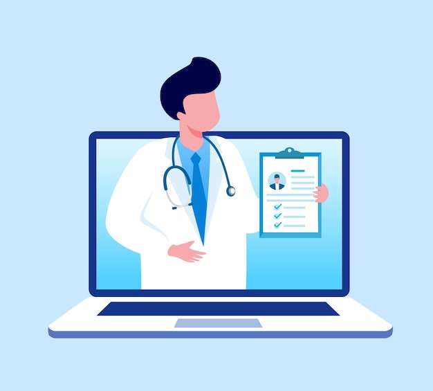 banner di illustrazione vettoriale piatto medico online