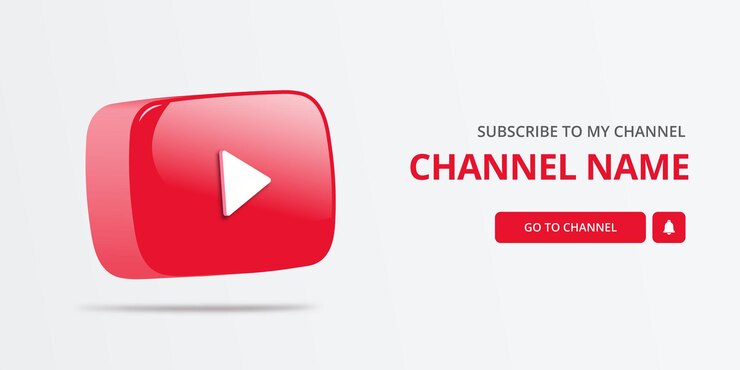 Banner di iscrizione al canale YouTube con logo YouTube 3d