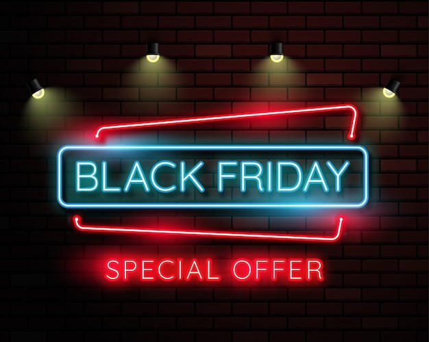 Banner di luce al neon Black Friday