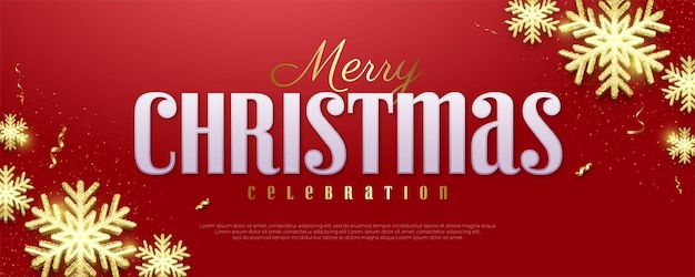 Banner di lusso buon natale con sfondo dorato fiocco di neve